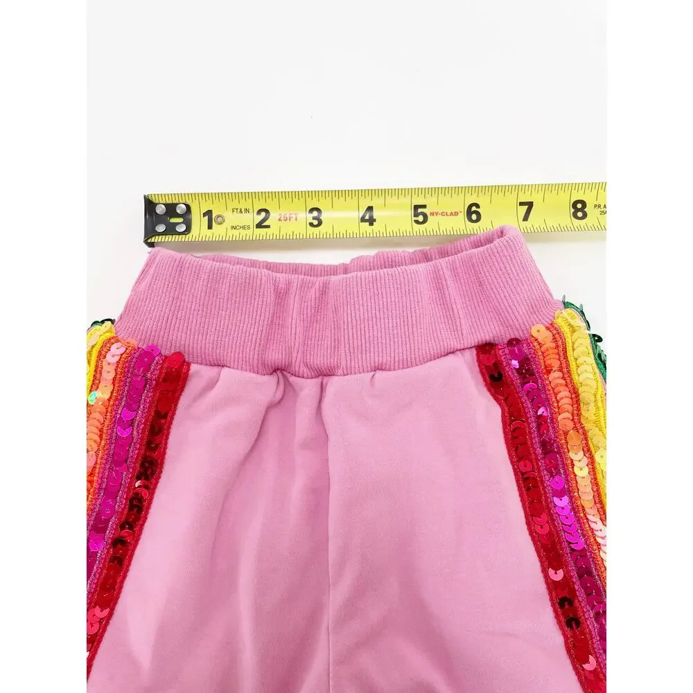 Lola + The Boys Pink Sequin Rainbow Tracksuit Set Size 2